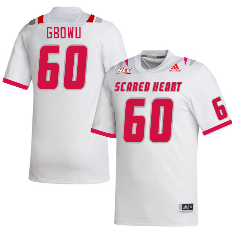 Men-Youth #60 Bayo Gbowu Scared Heart Pioneers 2023 College Football Jerseys Stitched-White